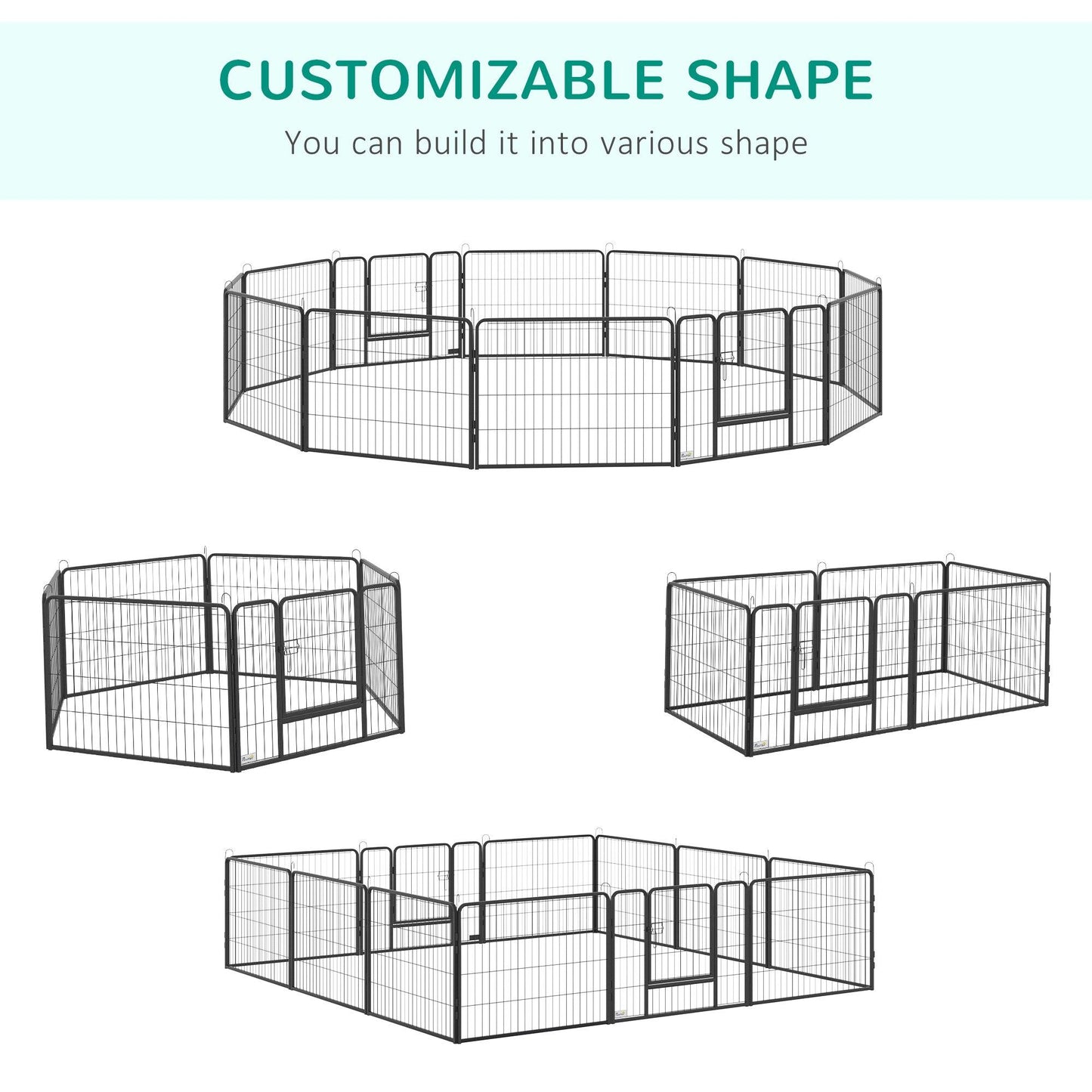 PawHut Foldable Pet Playpen, 12 Panels Dog Exercise Fence, 2 Doors Locking Latch - ALL4U RETAILER LTD