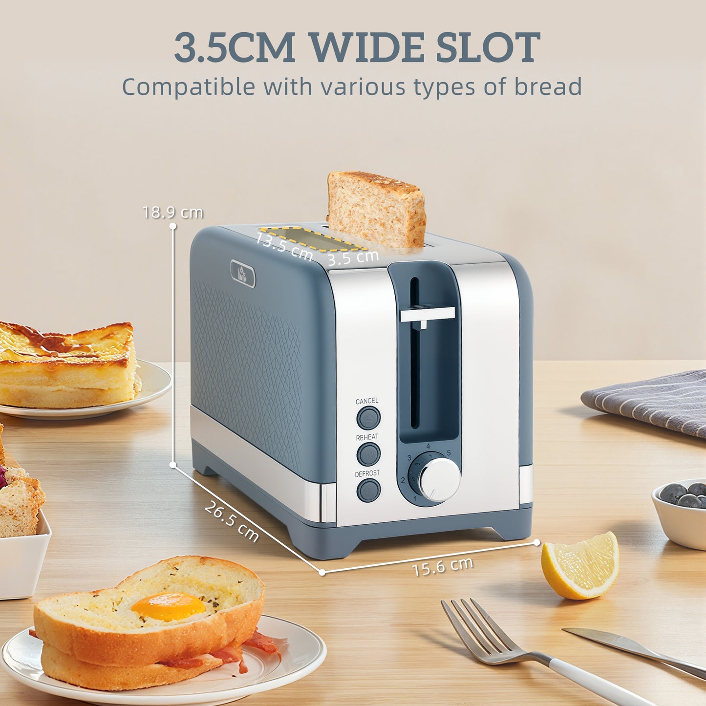 Homcom Kettle And Toaster Set Blue Textured Sleek Design Matte Finish Curved Shape