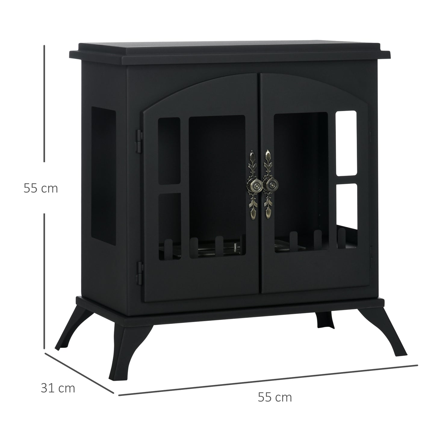 HOMCOM Freestanding Bioethanol Stove Stainless Steel Black 3 Hour Burn Flame Snuffer For Living Room