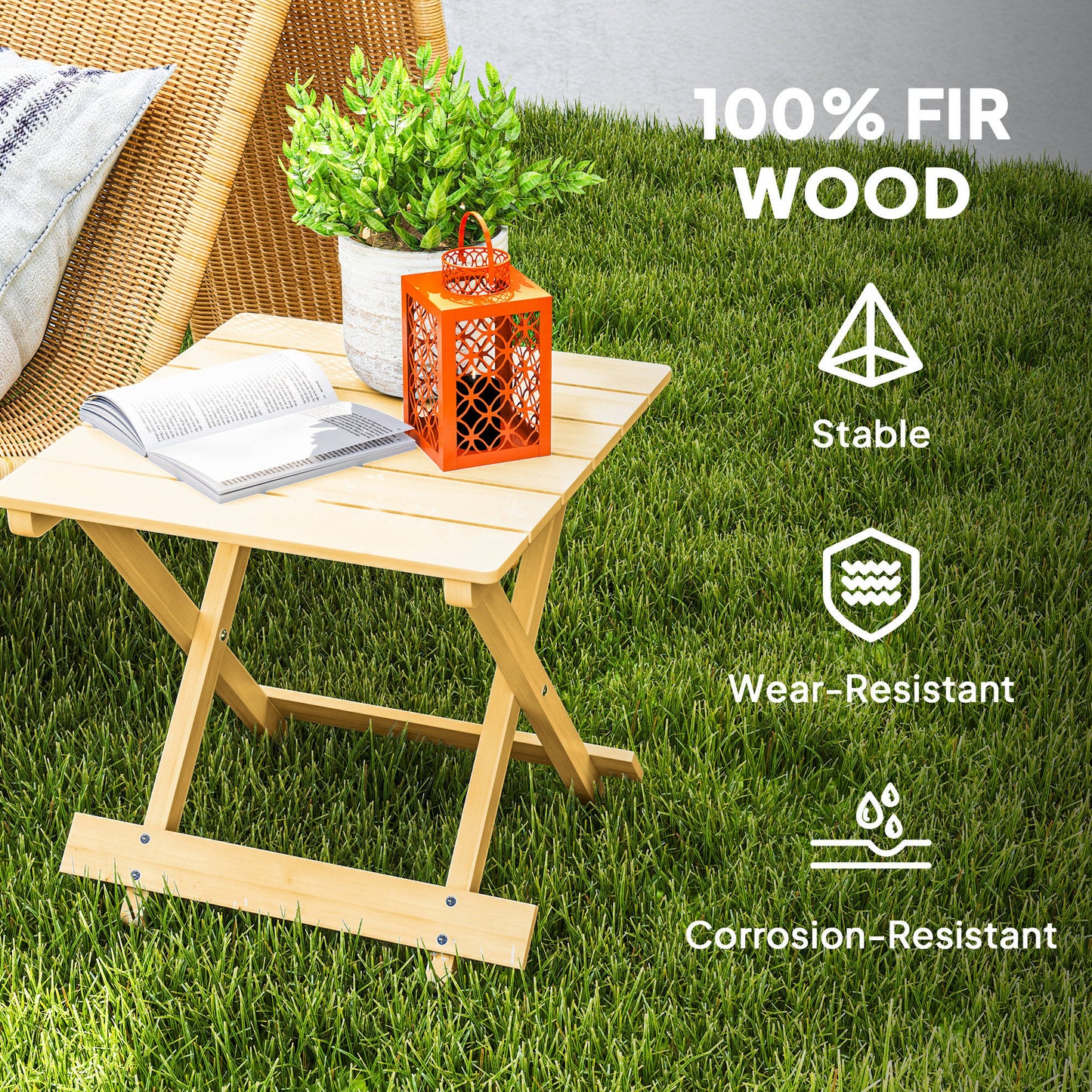 Outsunny Wooden Foldable Outdoor Coffee Table for Garden Or Patio with Slatted Top in Fir Wood