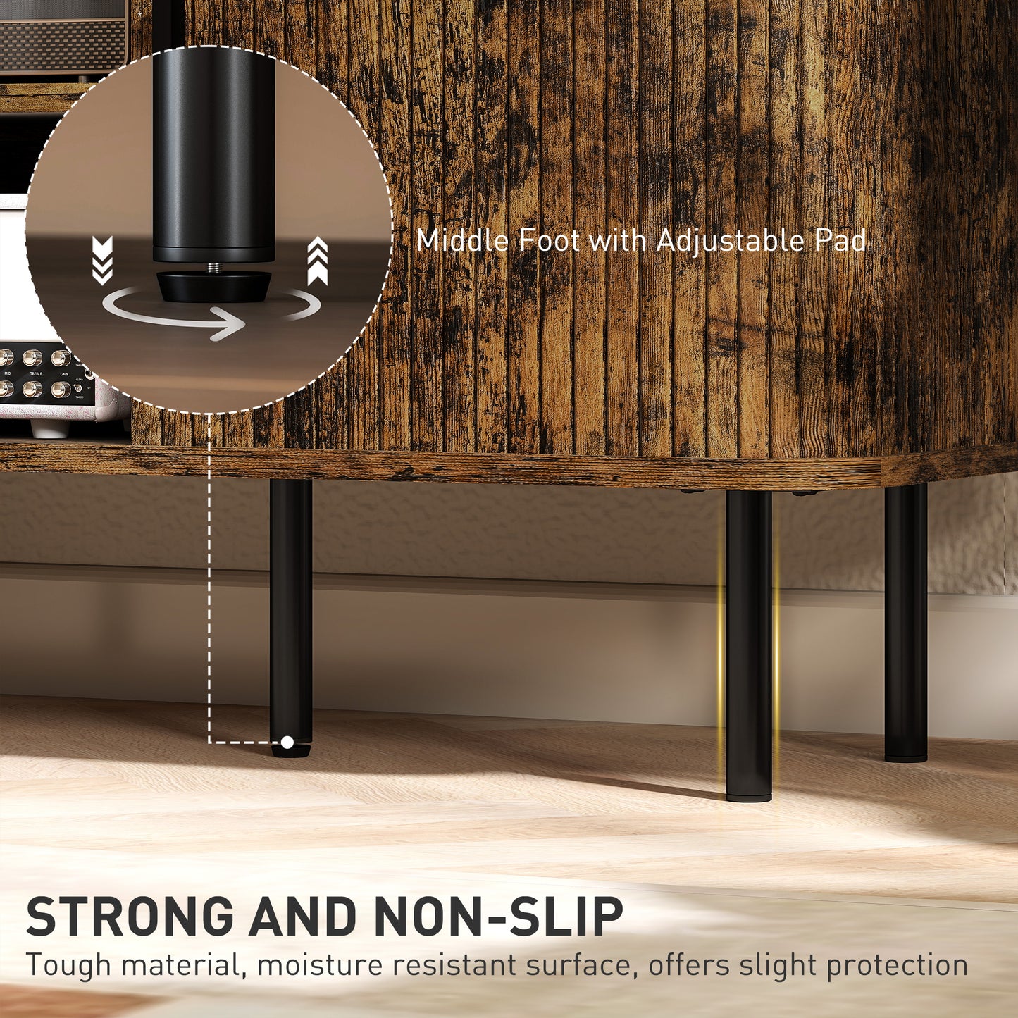 HOMCOM Rustic Brown TV Stand Cabinet For TVs Up To 55 Inches With Storage Shelves And Cupboard For Living Room