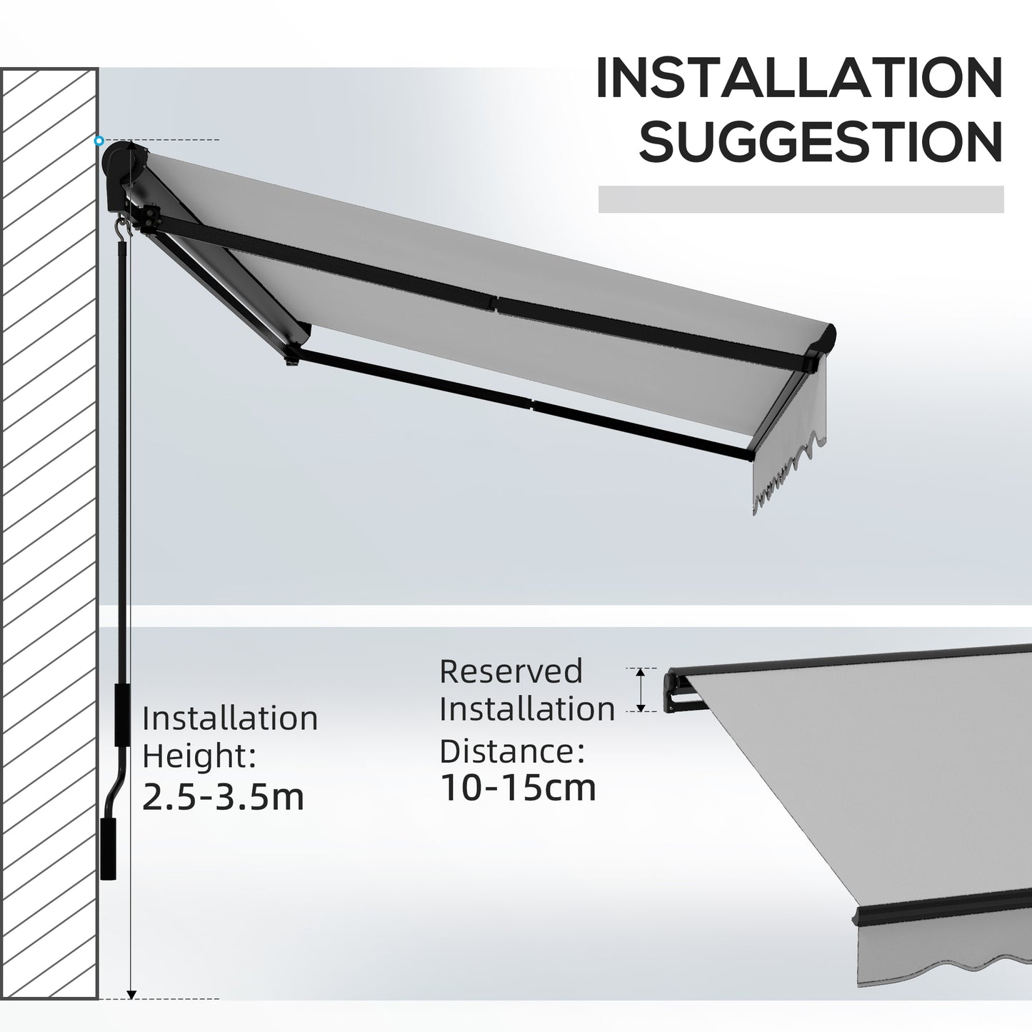 Outsunny 3 x 2m Aluminium Frame Electric Awning Retractable Awning Sun Canopies Patio Door Window Light Grey - ALL4U RETAILER LTD