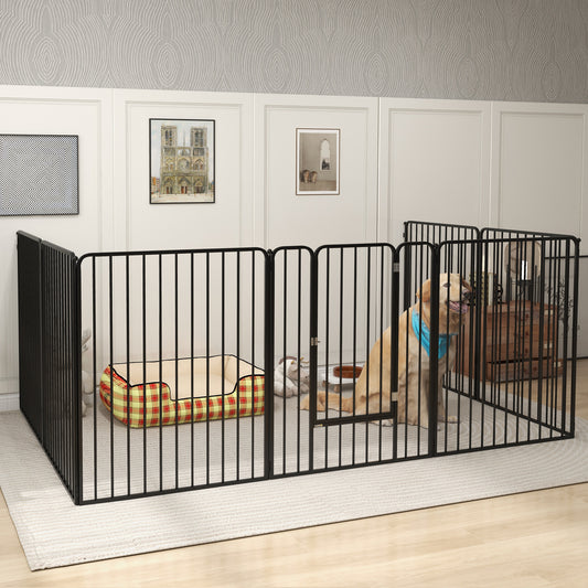 PawHut 8 Panels Heavy Duty Dog Pen 100cm Height Pet Playpen Indoor Outdoor Small Medium Large Dogs - ALL4U RETAILER LTD