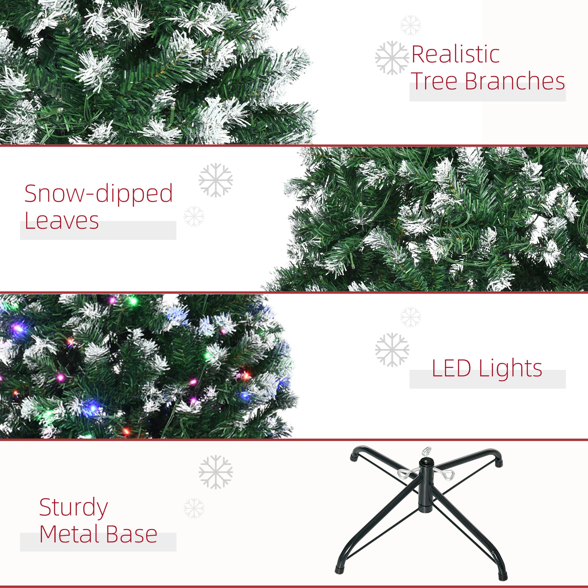 HOMCOM 6' Prelit Slim Christmas Tree with LED Lights and Realistic Branches, Customizable Holiday Decoration, Green - ALL4U RETAILER LTD