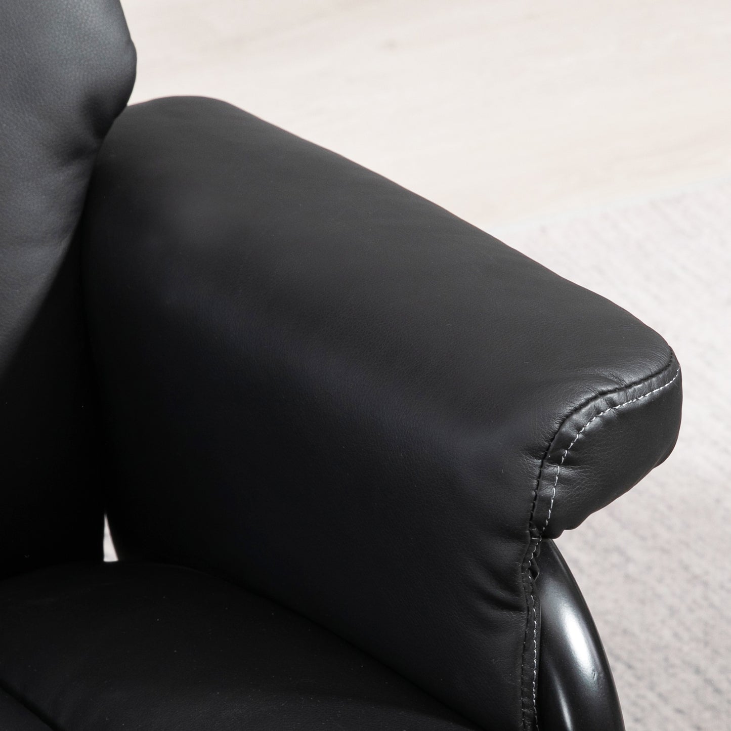 HOMCOM Swivel Recliner Chair With Ottoman In PU Leather With Steel Base For Living Room Bedroom Office Black