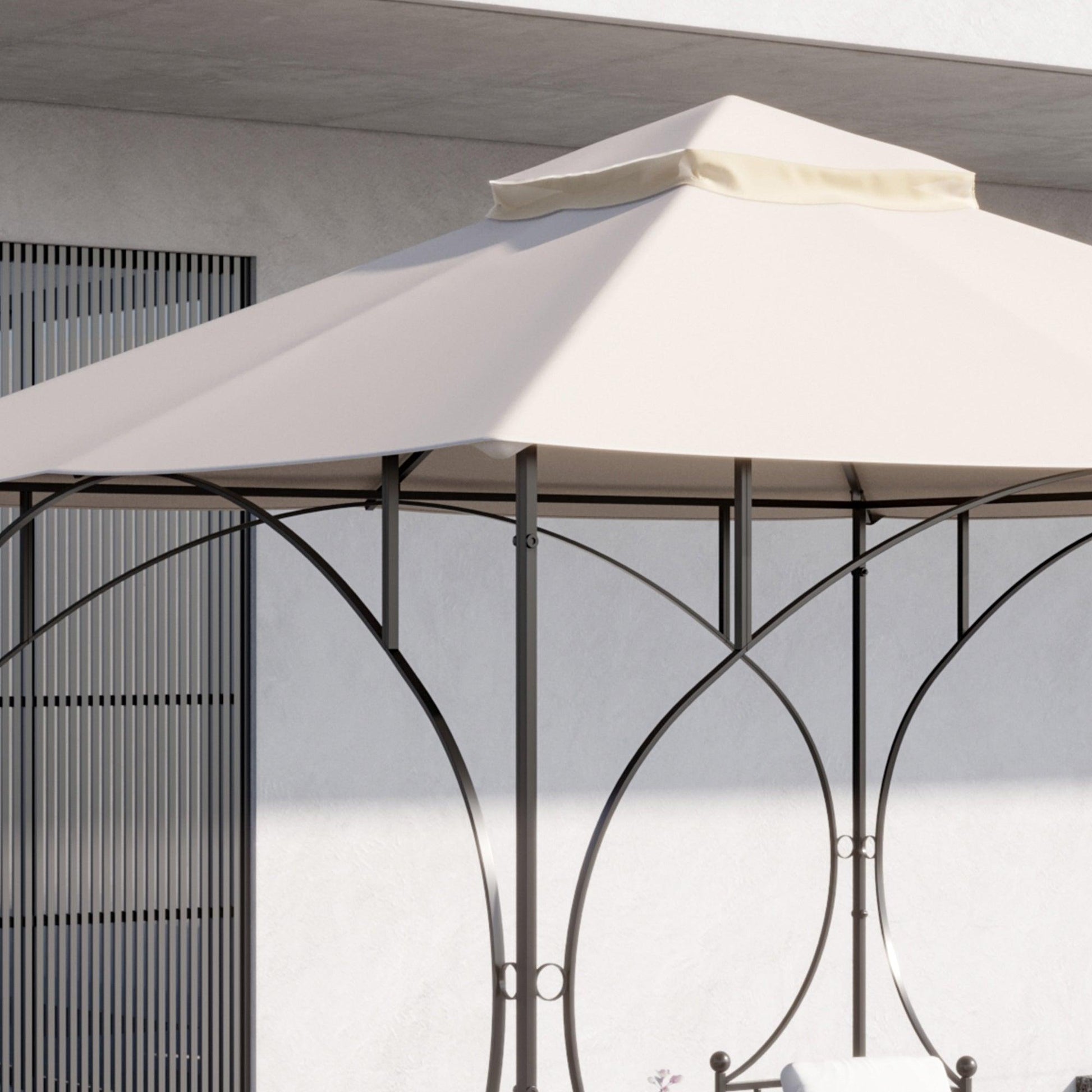 Outsunny 3x3M Replacement Gazebo Canopy, Double Tier Roof in Beige - Top Only - ALL4U RETAILER LTD