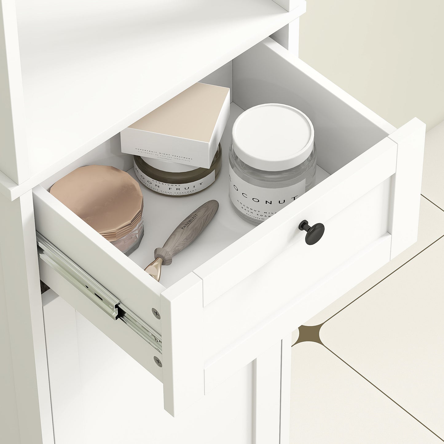 HOMCOM Tall Bathroom Cabinet With 30 L Laundry Hamper White Storage Organizer For Towels And Laundry