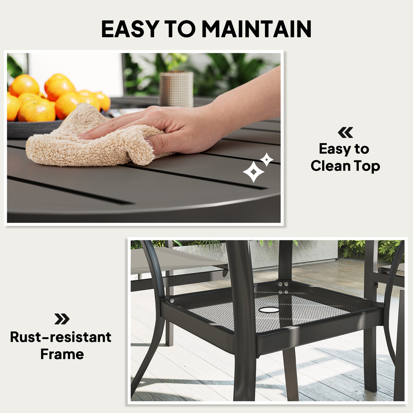 Outsunny 5 Piece Garden Furniture Set With Round Table And 4 Stackable Chairs In Dark Grey