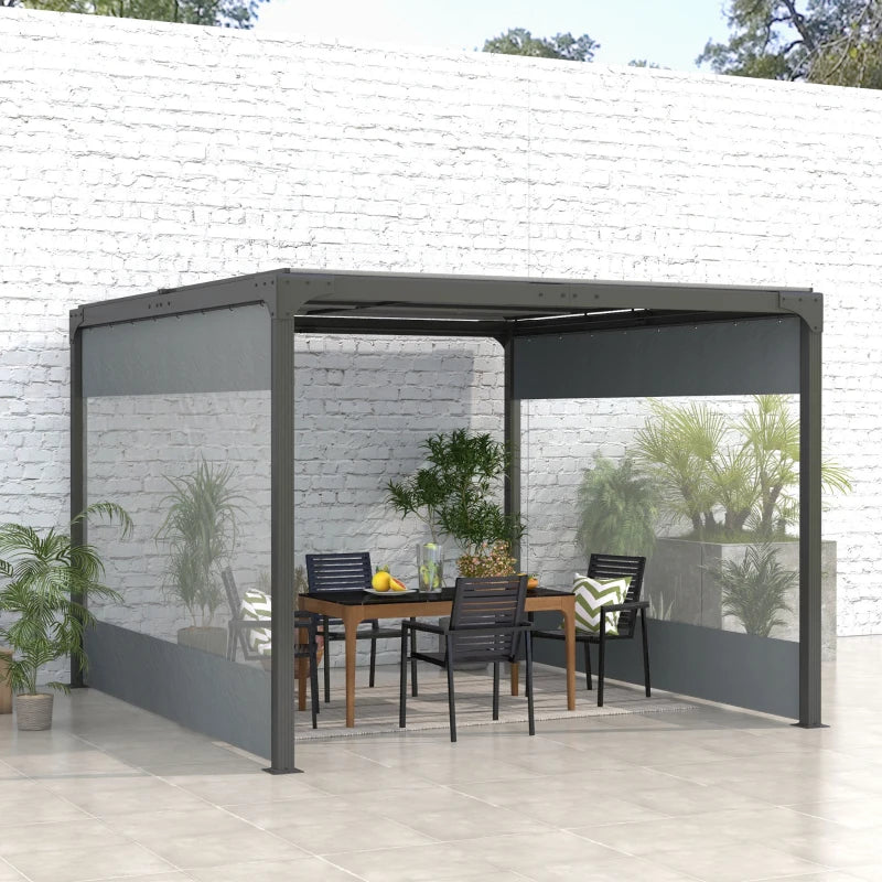 Outsunny 3x2m Side Panels with Large Window, for 3(m) Long Pergola, Grey - ALL4U RETAILER LTD