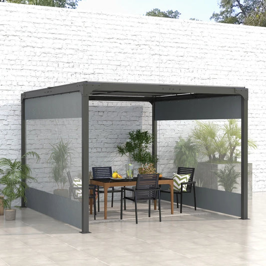 Outsunny 3x2m Side Panels with Large Window, for 3(m) Long Pergola, Grey