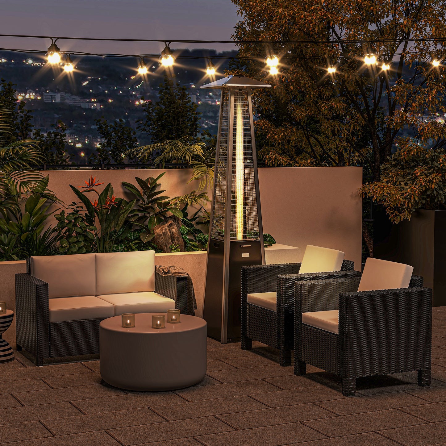Outsunny Rattan 2 Seater Sofa For Garden With Cushions And Armrests Black Wicker Loveseat For Patio
