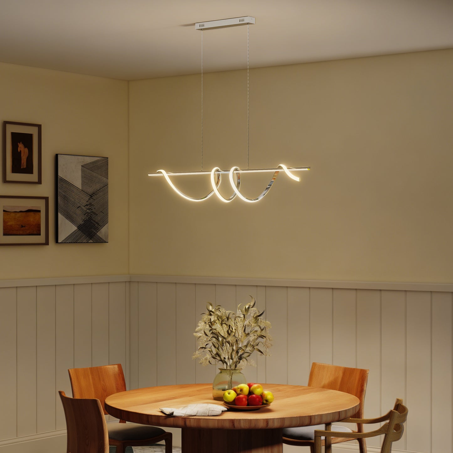 HOMCOM Pendant Light With 3 Color Temperatures In Silver Tone For Adjustable Ambience