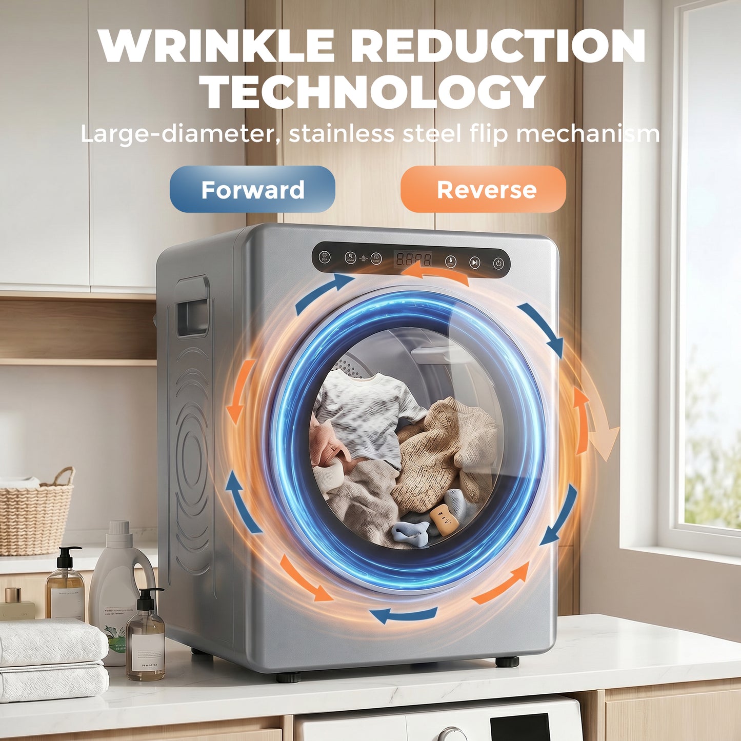 HOMCOM 5Kg Compact Tumble Dryer 40 To 60C 1000W Hygiene Care System Smart Anti Crease Reverse Tumbling