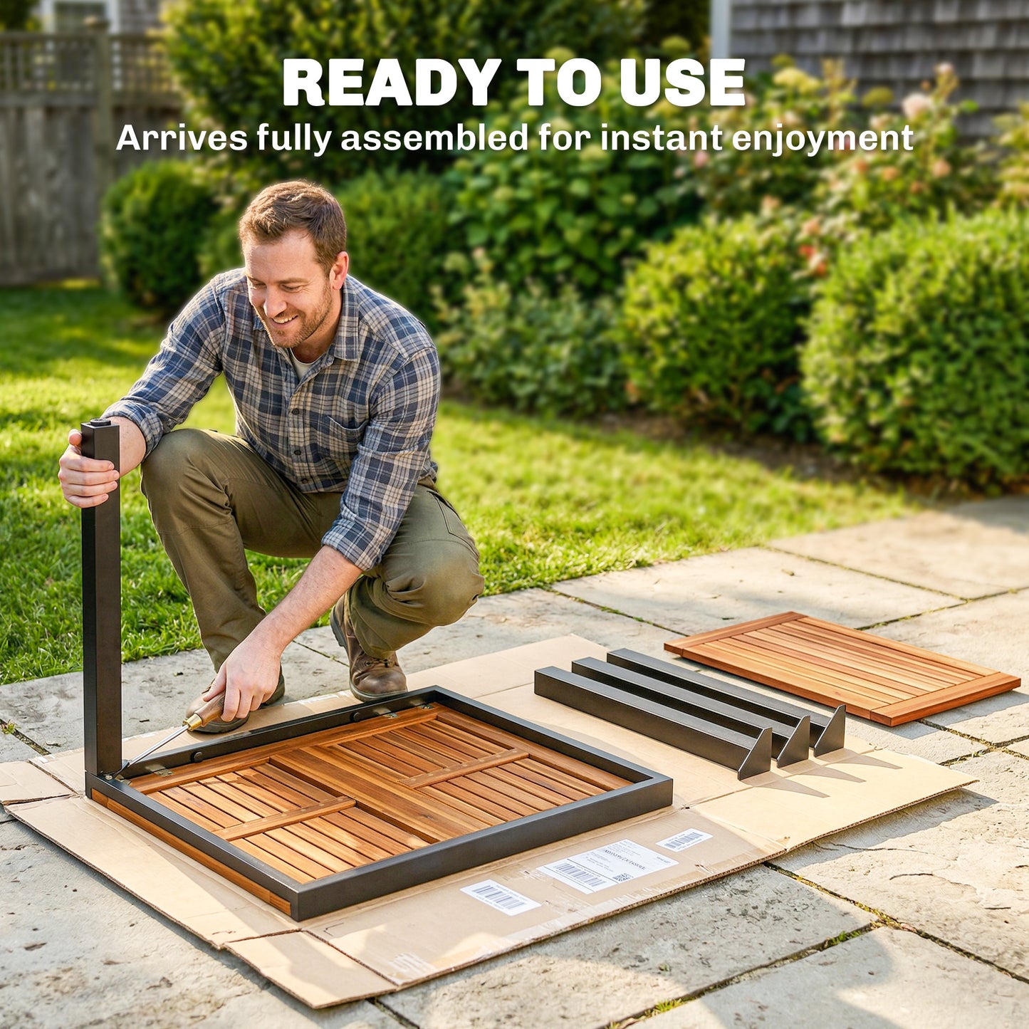 Outsunny Patio Dining Table Expandable Outdoor Table With Acacia Wood Top 80 To 120 Cm Natural And Black