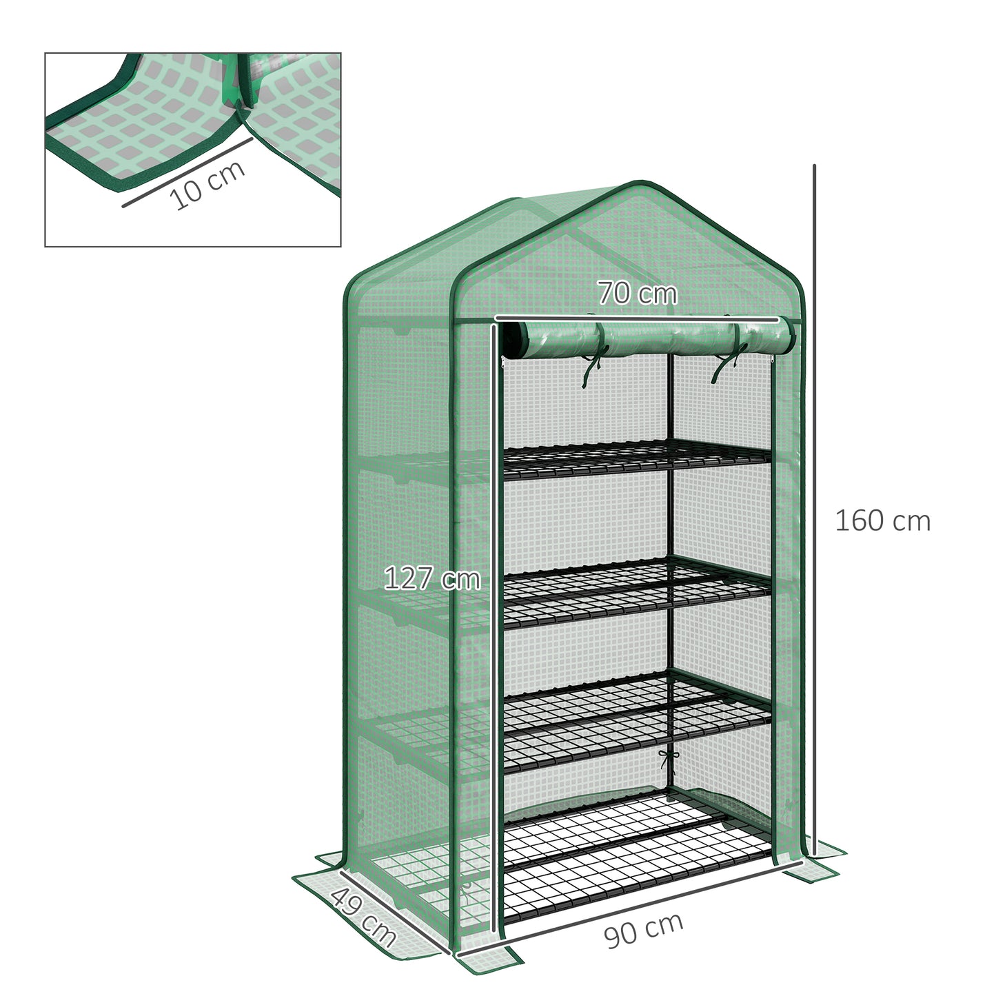 Outsunny Compact Four-Tier Garden Greenhouse with Durable Plastic Cover - ALL4U RETAILER LTD