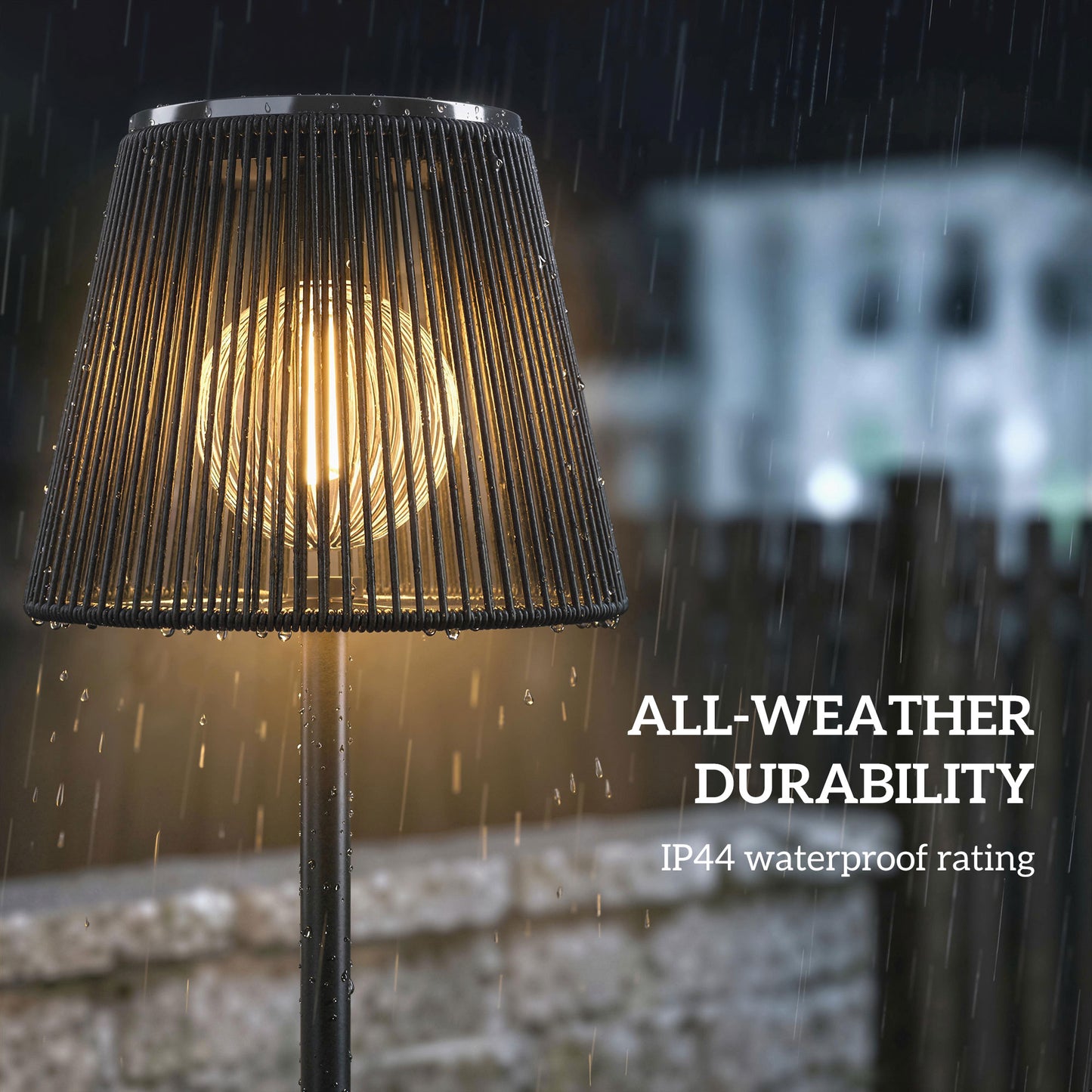 Outsunny Outdoor Solar Floor Lamp USB C Rechargeable, Adjustable Height IP44 Waterproof Garden Lighting