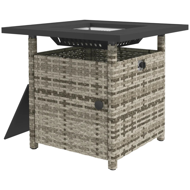 Outsunny 72.5 x 72.5cm 50,000 BTU Fire Pit Table with Cover - Grey - ALL4U RETAILER LTD