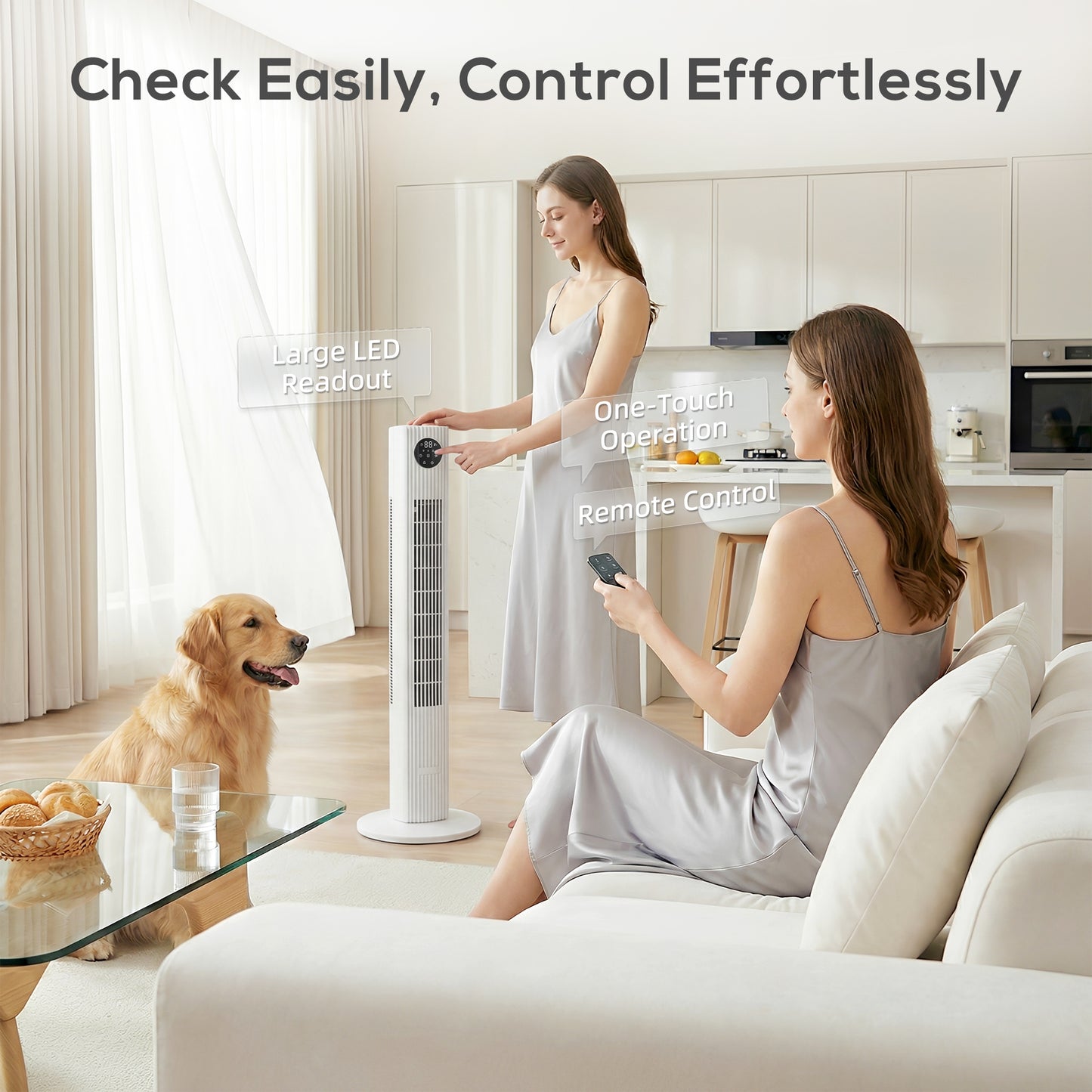 HOMCOM 36 Inch Quiet Tower Fan 28 dB With 12 Speeds 4 Modes 80 Degree Oscillation LED Display Remote Control