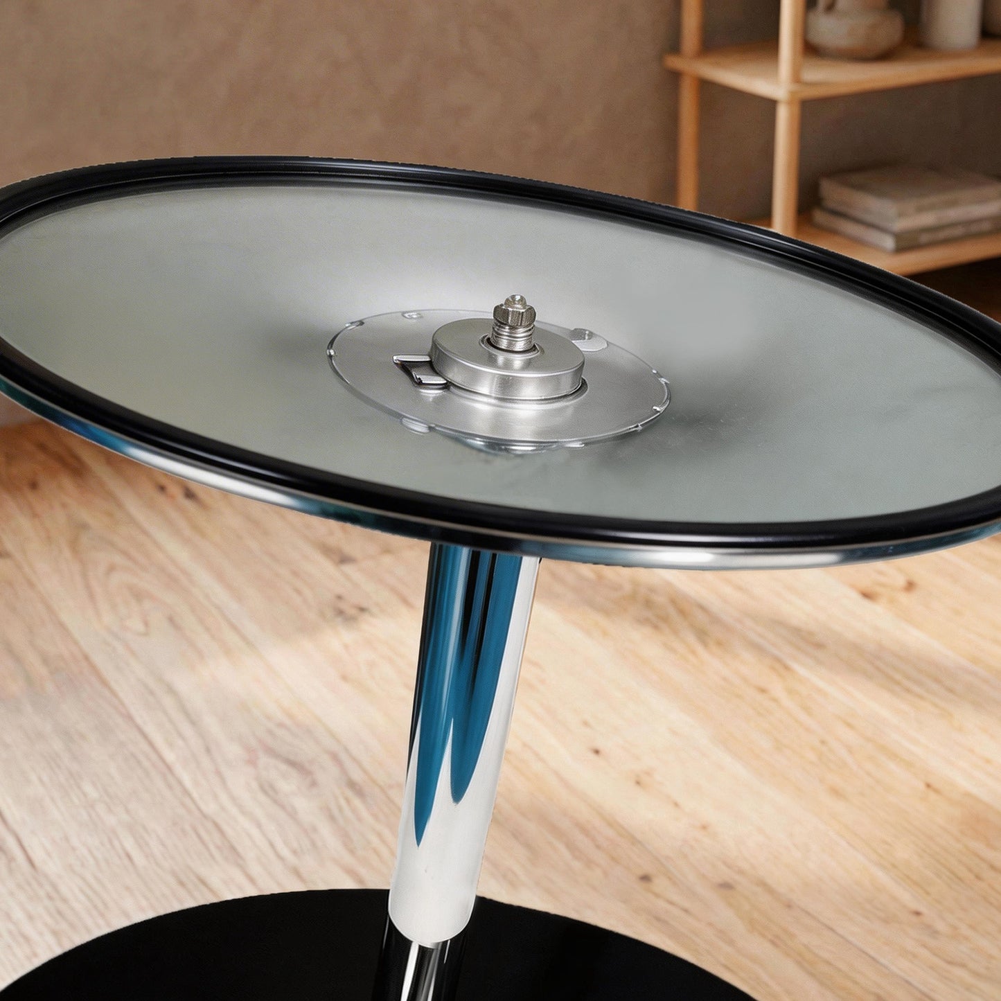 HOMCOM Round Bar Table Modern Dining Table With Tempered Glass Top And Steel Frame For Four 80 x 80 x 77 cm Black