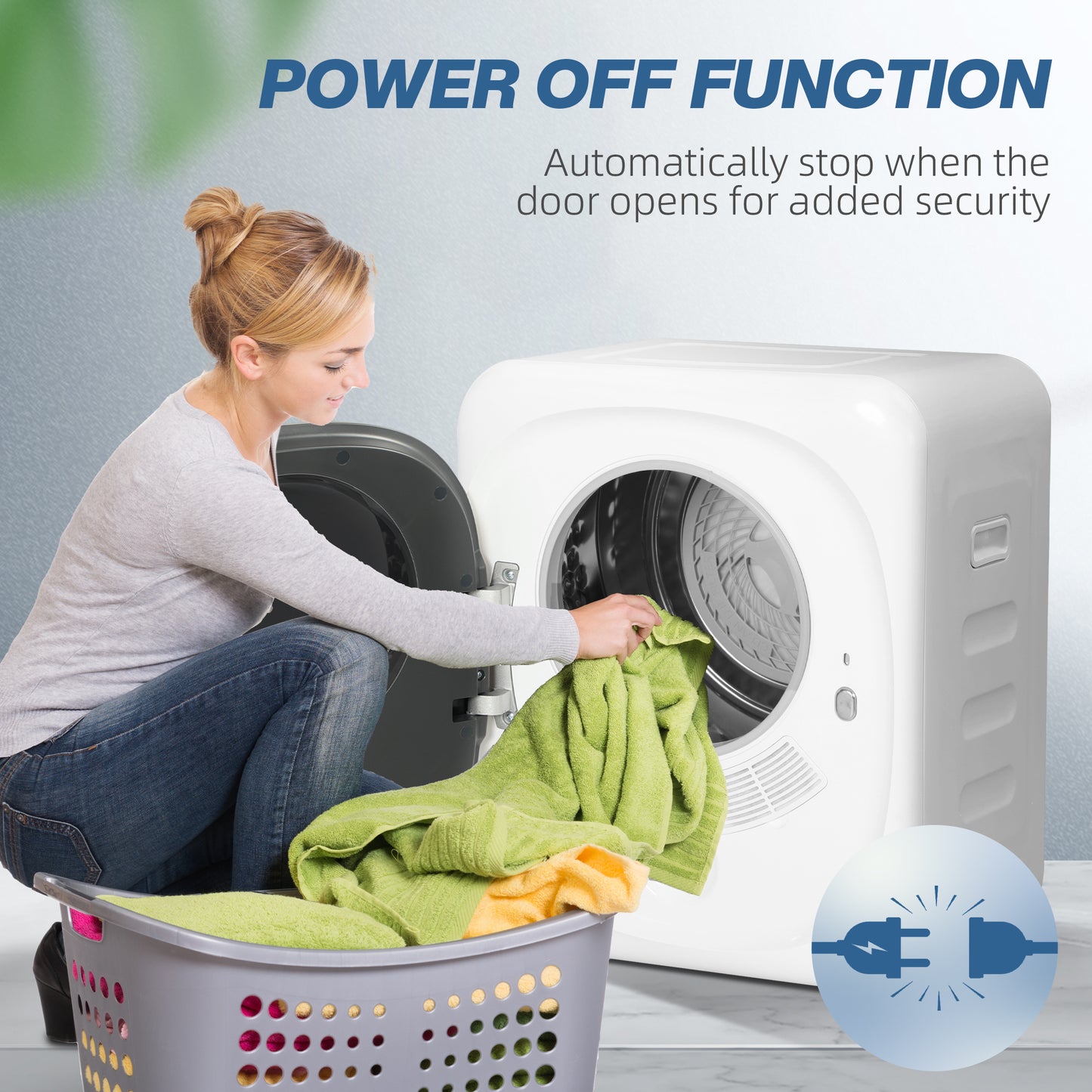 HOMCOM Compact Tumble Dryer With UV Sterilisation 4 Kg Capacity Quick Deodorisation Under 30 Minutes White