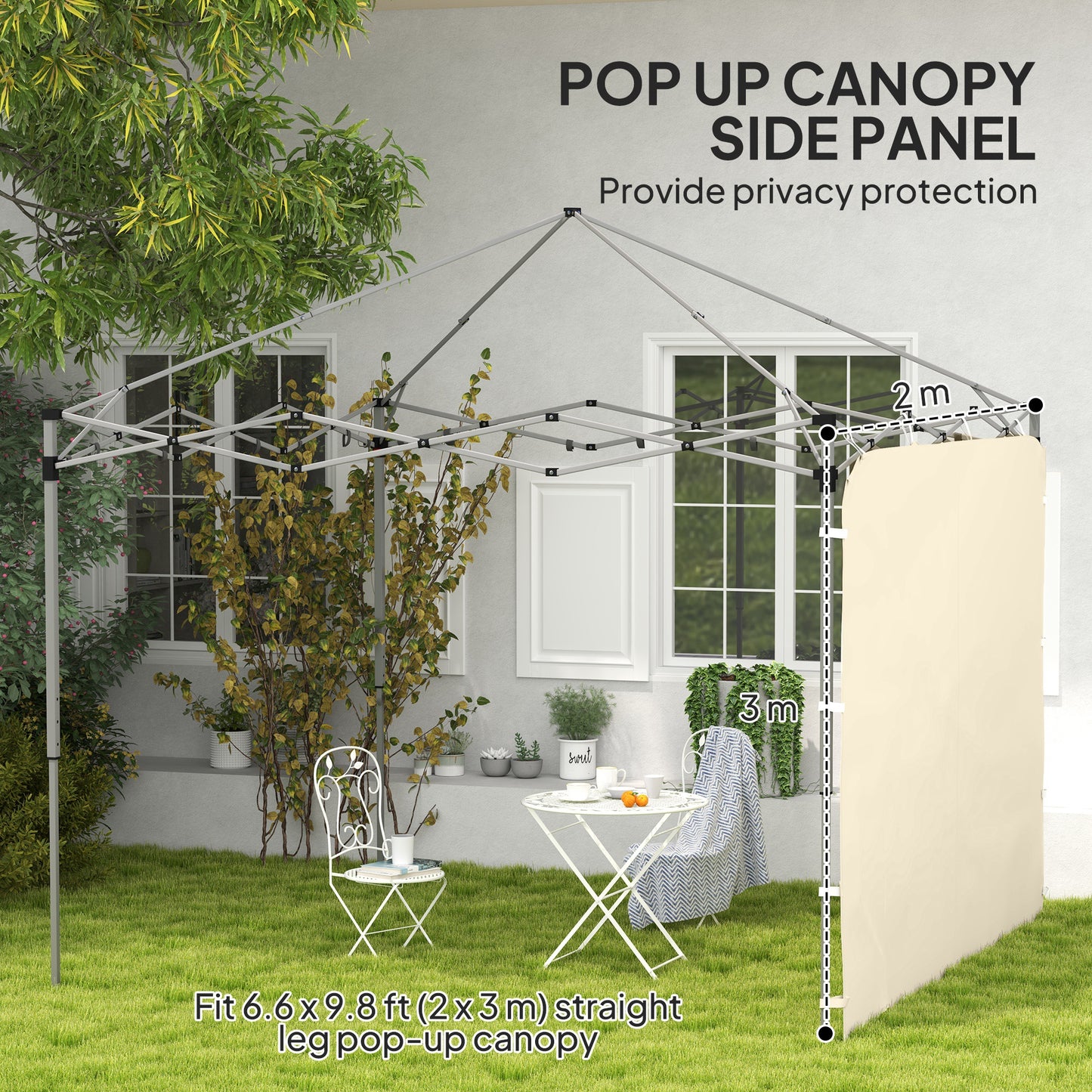 Outsunny Replacement Gazebo Sidewall 195 x 295cm Beige for 3 x 3 m Gazebo Durable Oxford Fabric