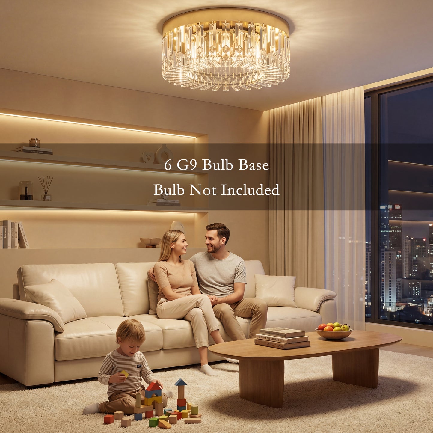 HOMCOM Crystal Chandelier With 160 Crystal Pendants 6 Light Gold Ceiling Fixture For Living Room Bedroom Dining Room