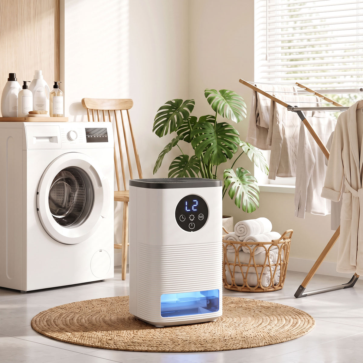 HOMCOM 300ml Per Day Mini Dehumidifier With RGB Lights And 1.4L Tank