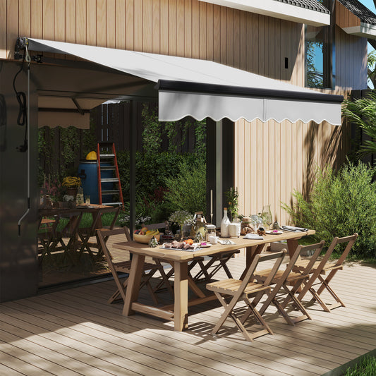 Outsunny 2.5 x 2m Electric Awning With Remote Controller Aluminium Frame Retractable Sun Shade Canopy For Garden