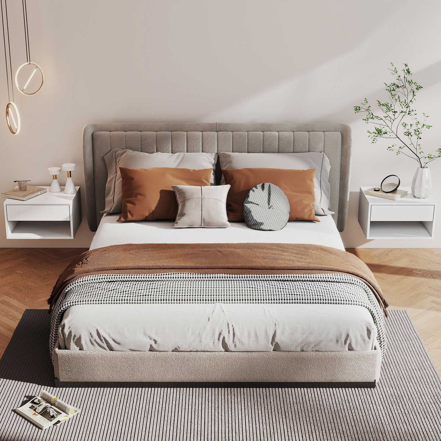 HOMCOM Floating Bedside Tables Set Of Two White With Drawer And Open Shelf Ideal For Nightstand Storage