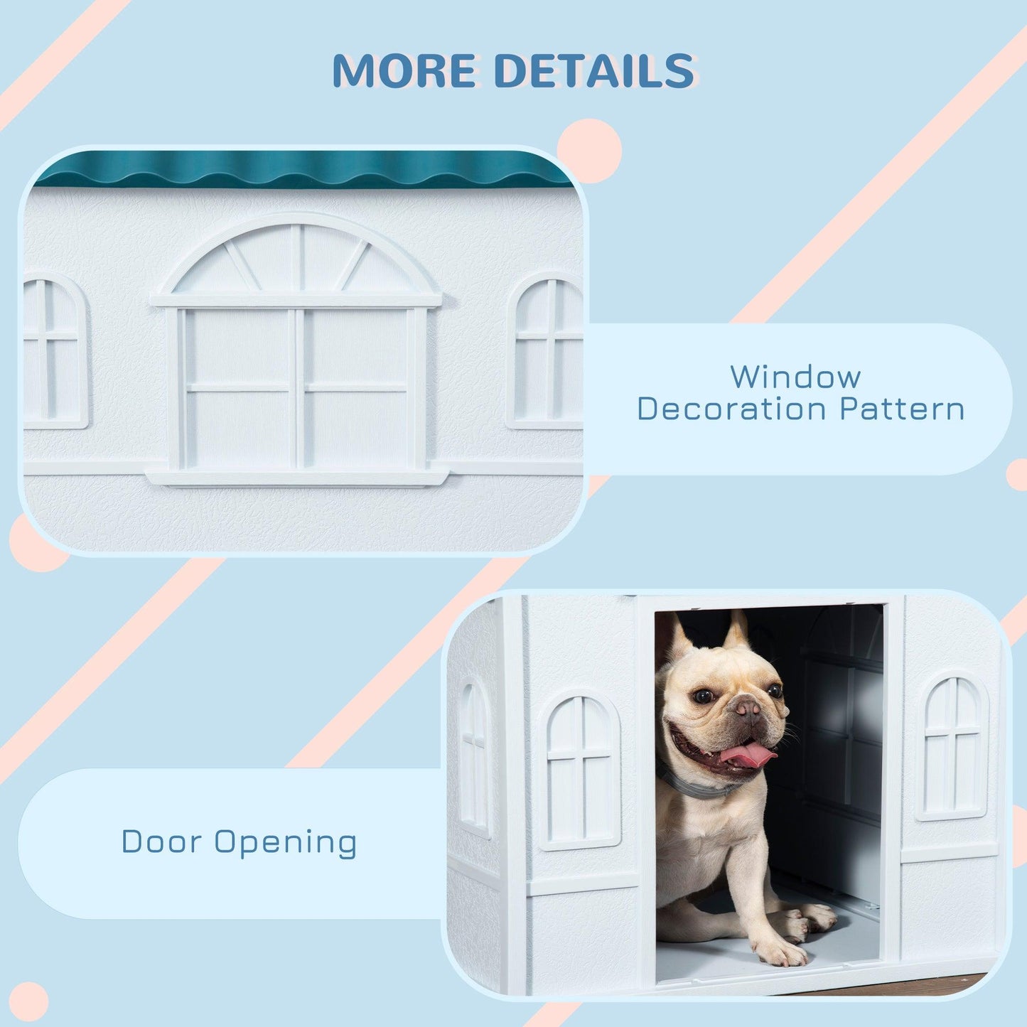 PawHut Weather-Resistant Dog House, Puppy Shelter for Medium Dogs - Blue - ALL4U RETAILER LTD