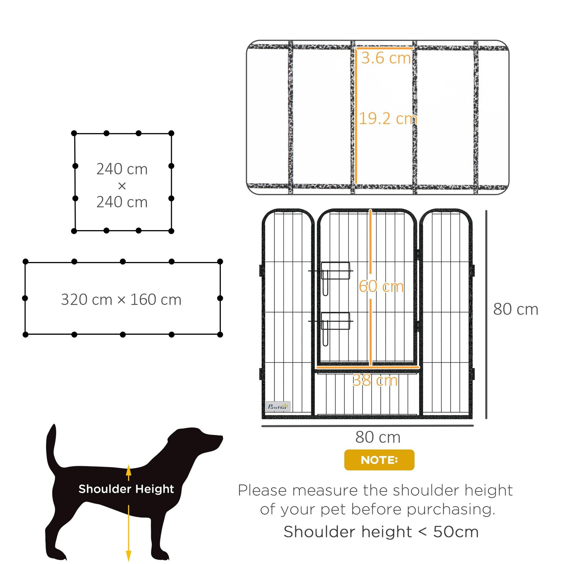 PawHut Heavy Duty Puppy Play Pen, 12 Panels Pet Exercise Pen, for Indoors, Outdoors - ALL4U RETAILER LTD