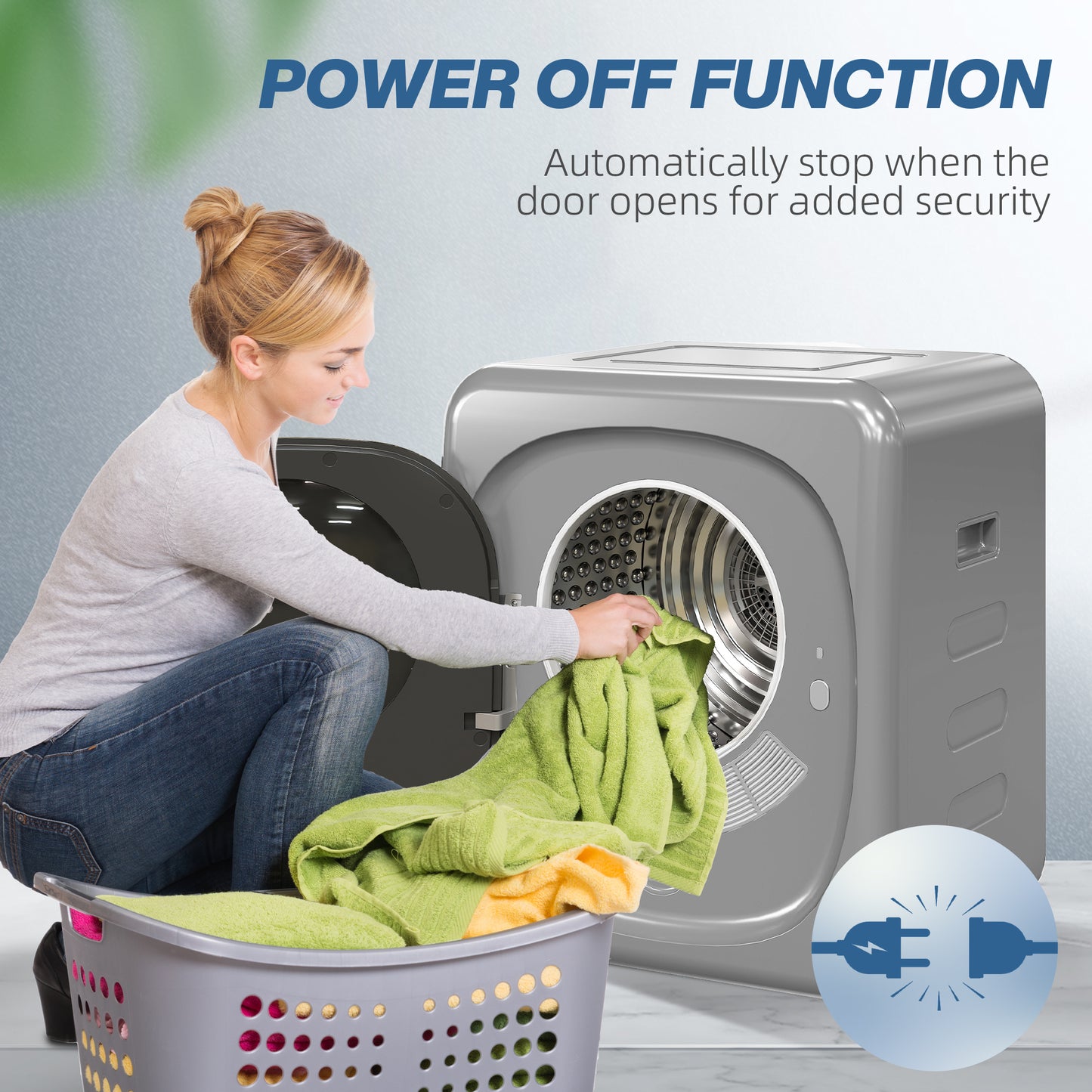 HOMCOM 2.5kg Vented Tumble Dryer With Smart Mode 800W Compact Stainless Steel Tub Silver Tone