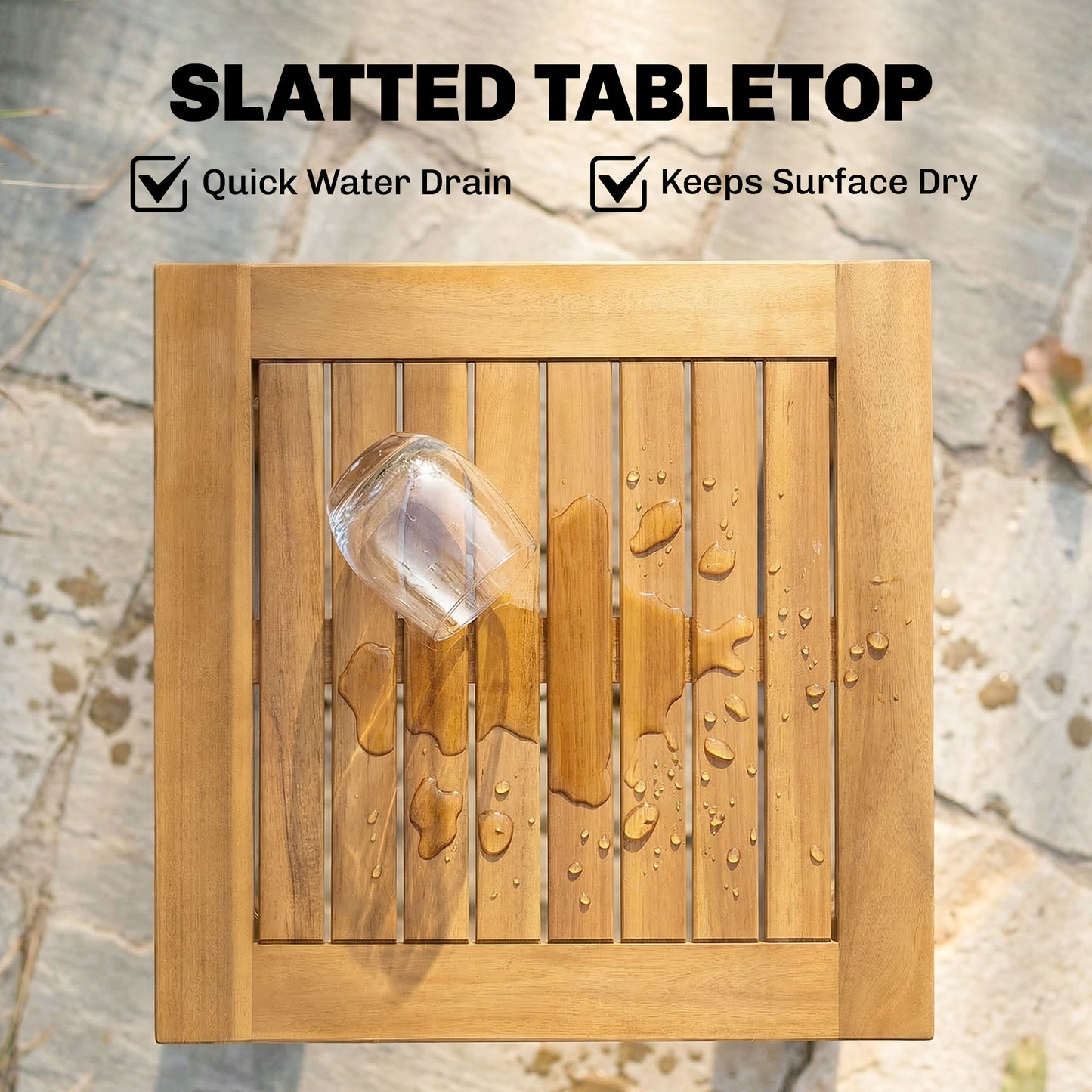 Outsunny Coffee Table Fully Assembled Slatted Top Solid Acacia Wood For Indoor And Outdoor Patio Natural Wood