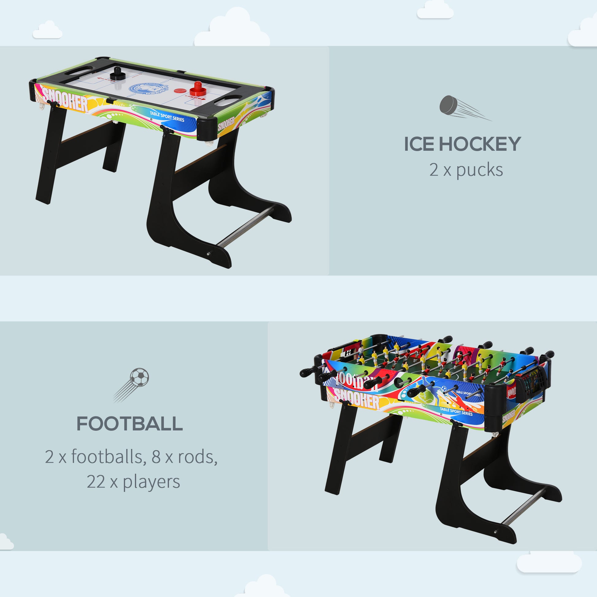 HOMCOM 4-in-1 Indoor Multi-Game Sports Table - ALL4U RETAILER LTD