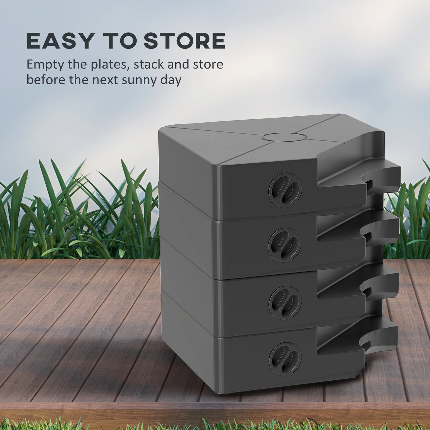 Outsunny Umbrella Weights for Cantilever Parasols Set of 4 Heavy Duty Base Weights 64kg Sand or 55kg Water Filled Black