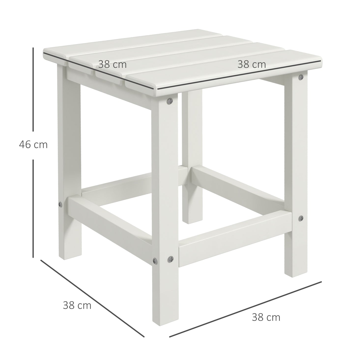 Outsunny Square Coffee Table HDPE Tabletop and Frame for Porch Garden 38 x 38 x 46 cm White