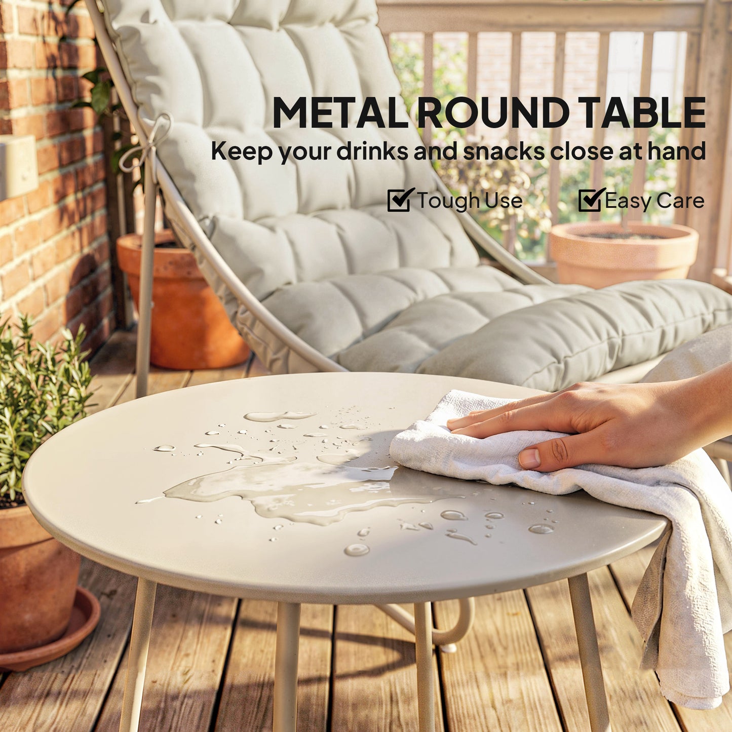 Outsunny Bistro Set Garden 3 Piece Outdoor Table And Chair With Footstool Removable Cushions Comfy Balcony Furniture