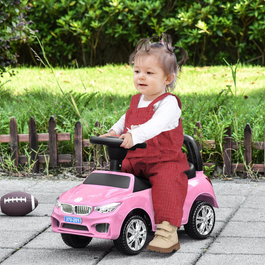 HOMCOM Ride-On Sliding Car for Baby and Toddler with Horn, Music, Lights, and Storage - Pink - ALL4U RETAILER LTD