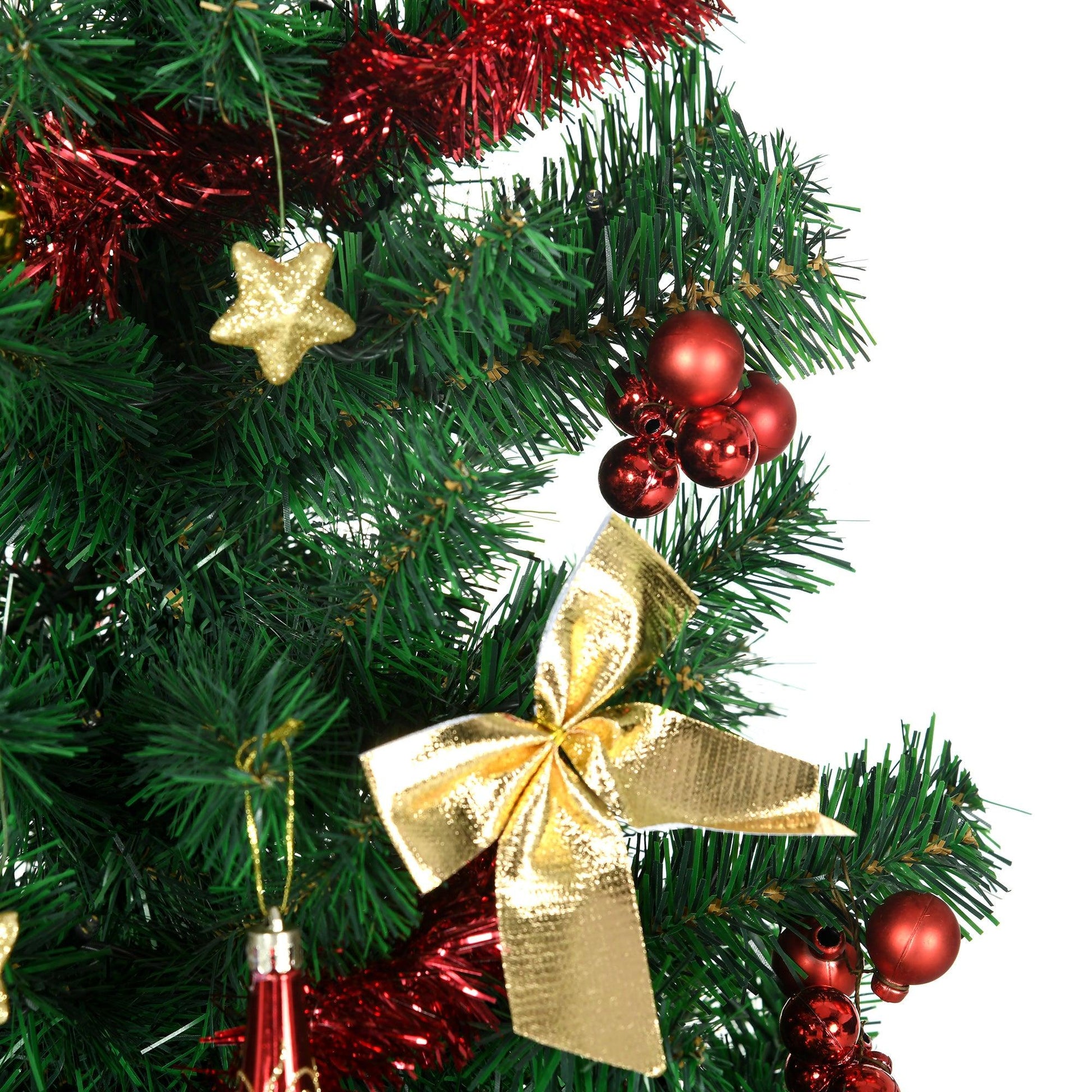 HOMCOM 6' Artificial Prelit Christmas Tree with Warm White LED Lights - ALL4U RETAILER LTD