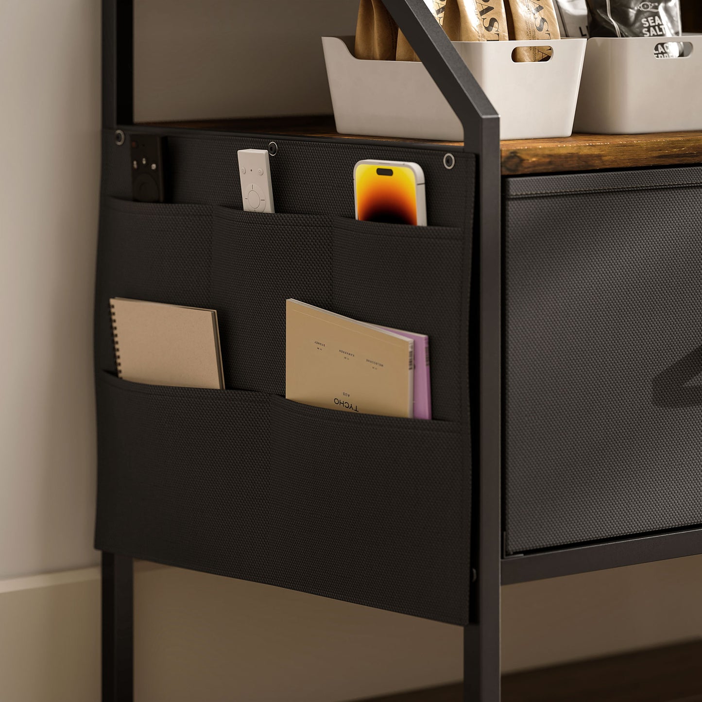 HOMCOM Industrial Style TV Stand Cabinet Brown For 55 Inch TV With Two Drawers Shelves And Side Pockets