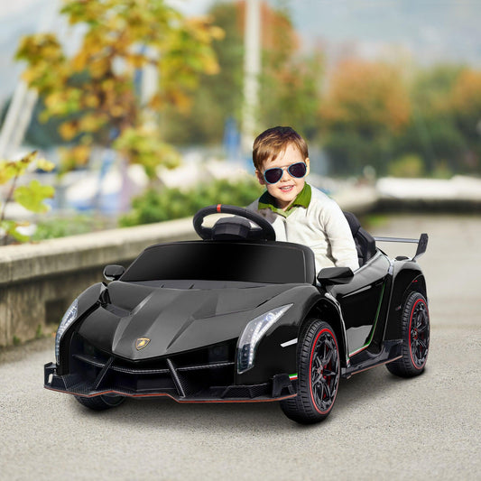 HOMCOM Lamborghini Veneno 12V Electric Ride on Car, Bluetooth, Remote, Ages 3-6, Black - ALL4U RETAILER LTD
