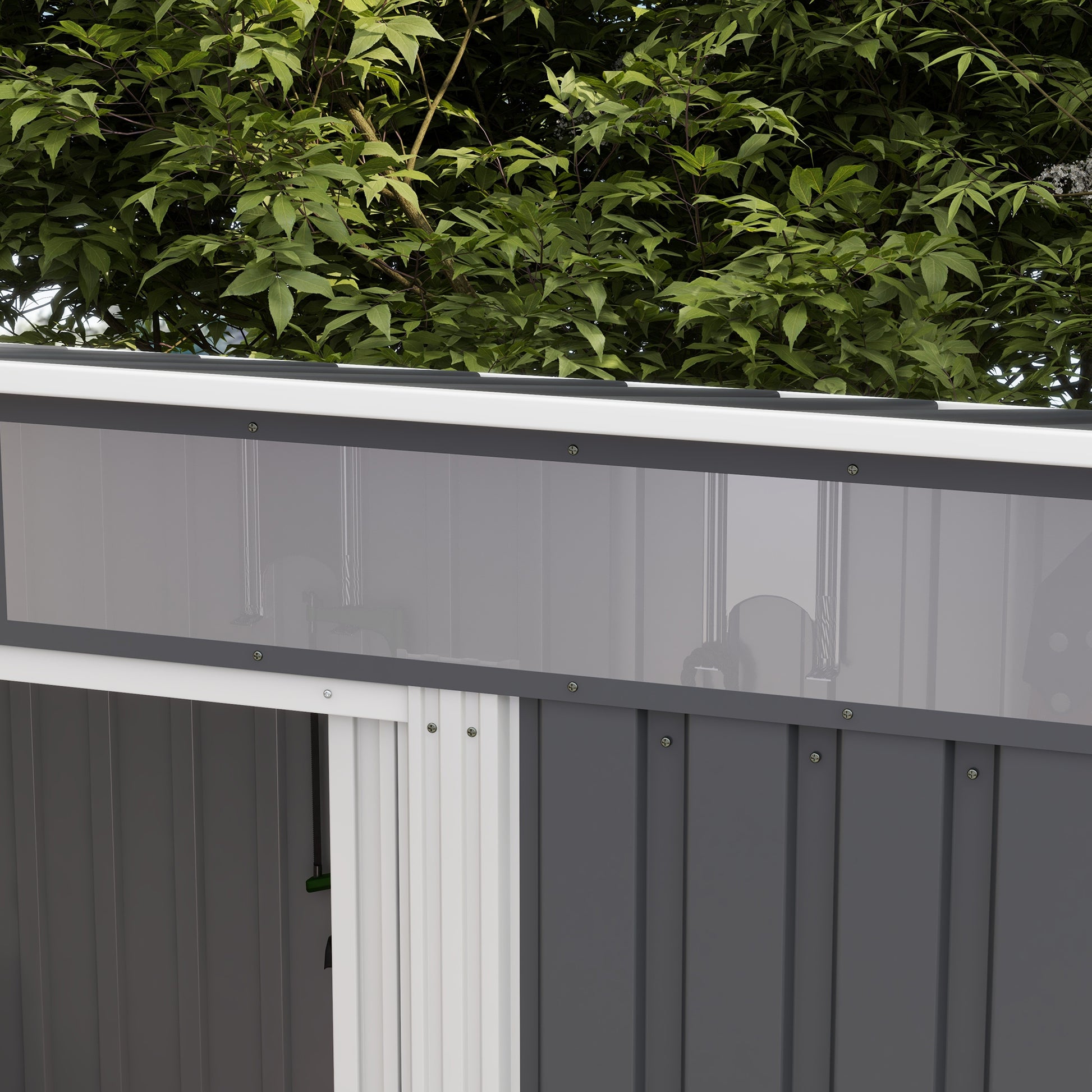 Outsunny 6.5 x 4FT Lockable Galvanised Metal Garden Shed with Sliding Doors and Ventilation - ALL4U RETAILER LTD