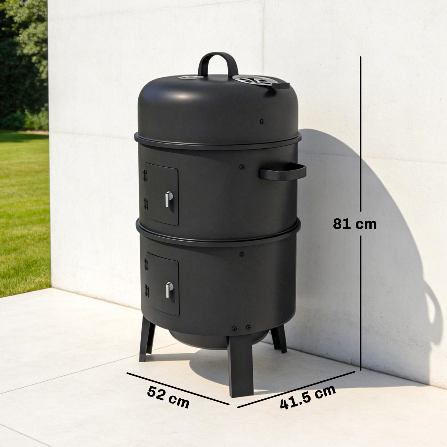 Outsunny 3-In-1 Vertical Charcoal Smoker With Two Grill Grates Built-In Thermometer Adjustable Vent And Two Doors