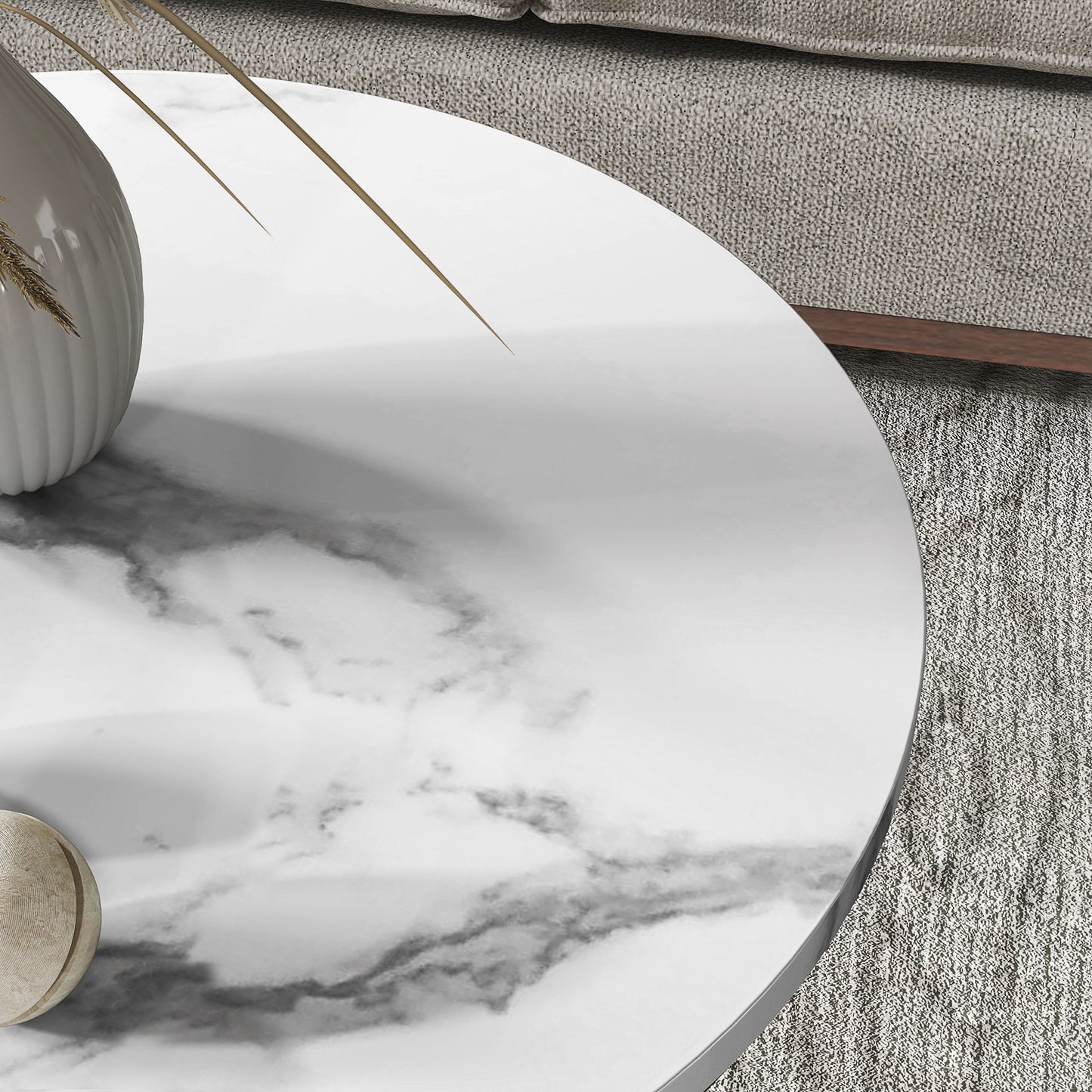 HOMCOM Marble Effect Coffee Table Set White And Gold Tone Two Piece With Two Tier Design