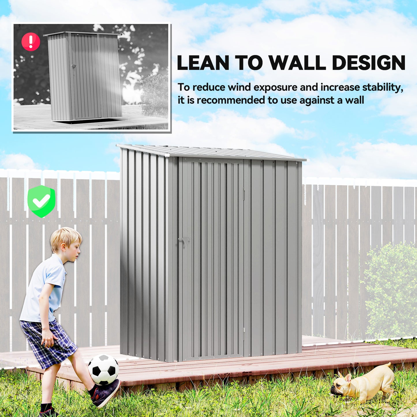 Outsunny 5ft by 3ft Garden Storage Shed Metal Outdoor Shed With Sloped Roof Aluminium Grey Weather Resistant