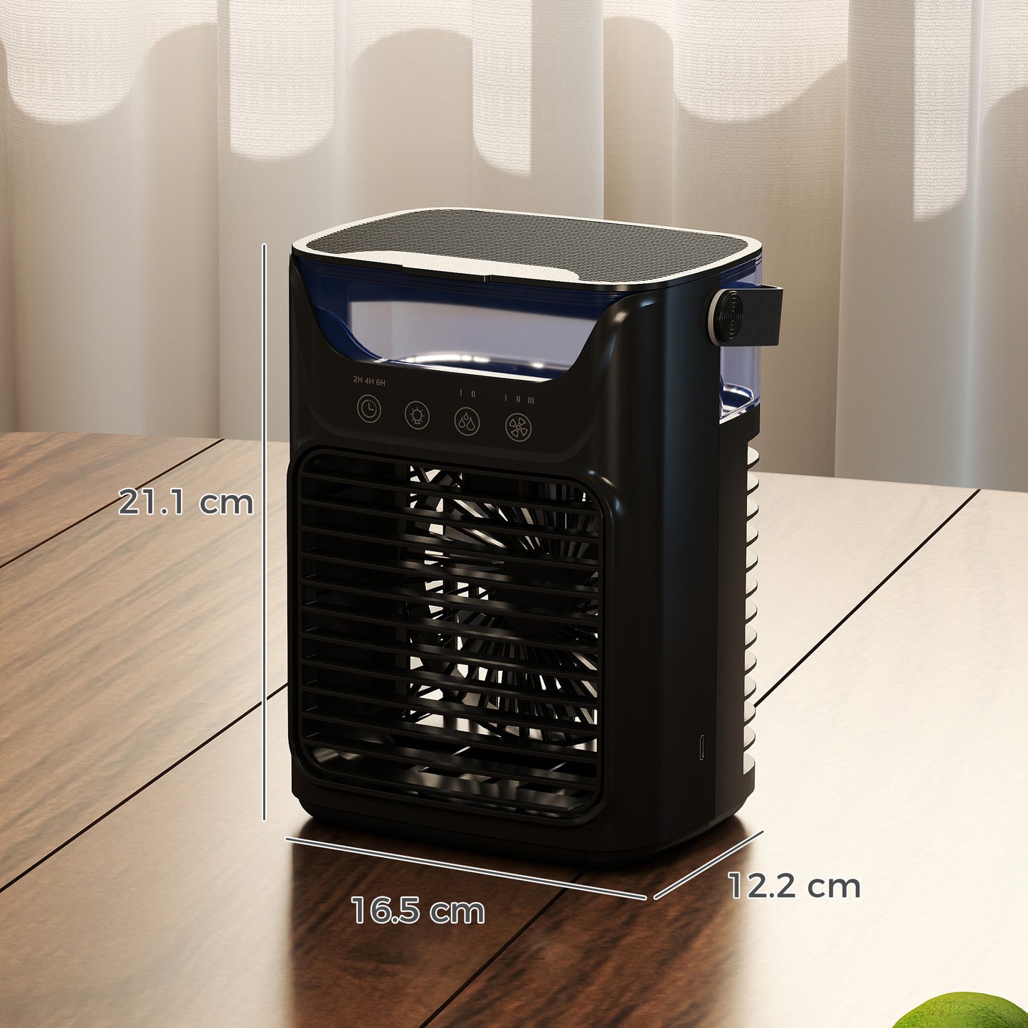 HOMCOM Portable Air Cooler With Adjustable Head 3 Wind Speeds 2 Cool Mist RGB Light Black