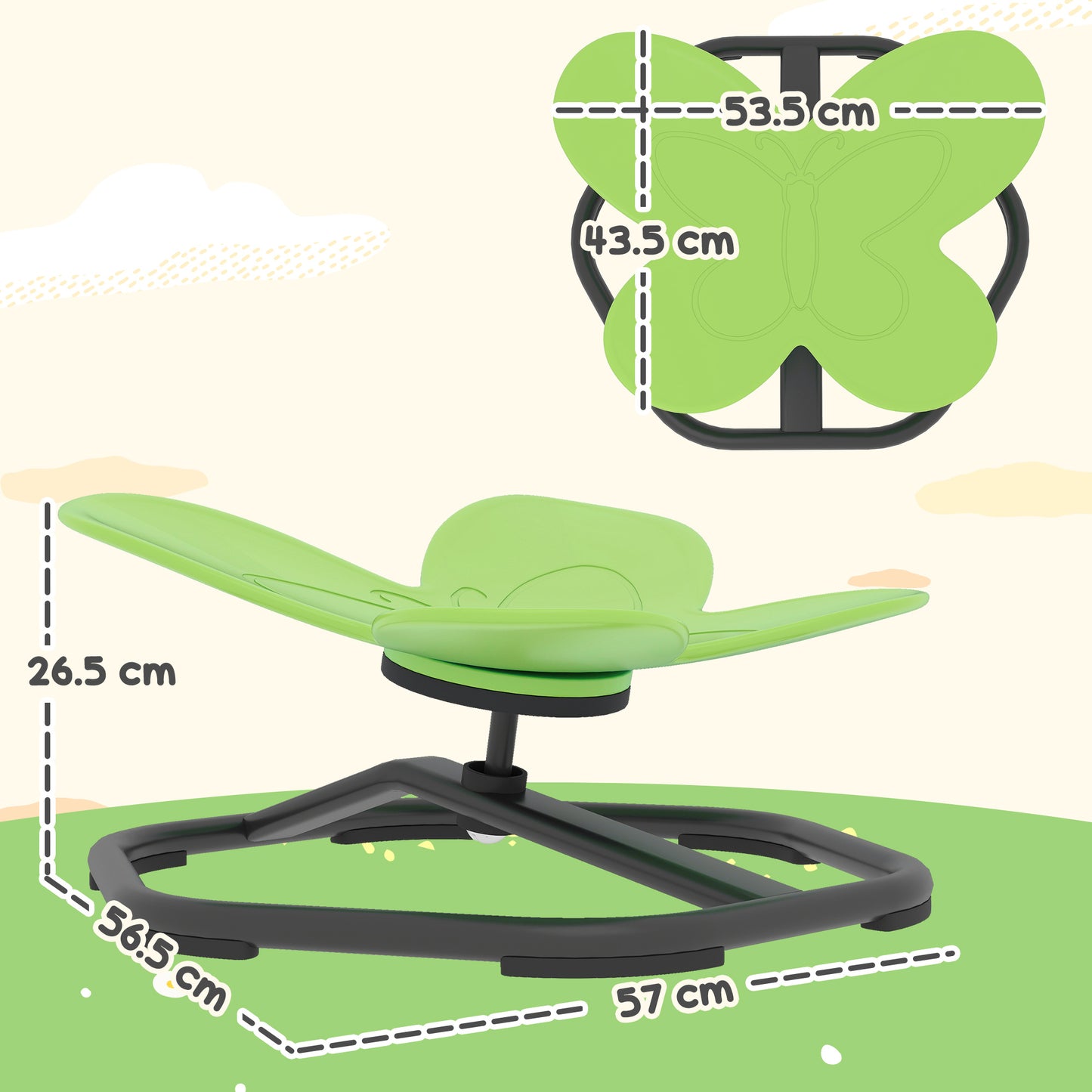AIYAPLAY Butterfly Shaped Kids Sensory Spinning Chair For Balance And Coordination Training Green