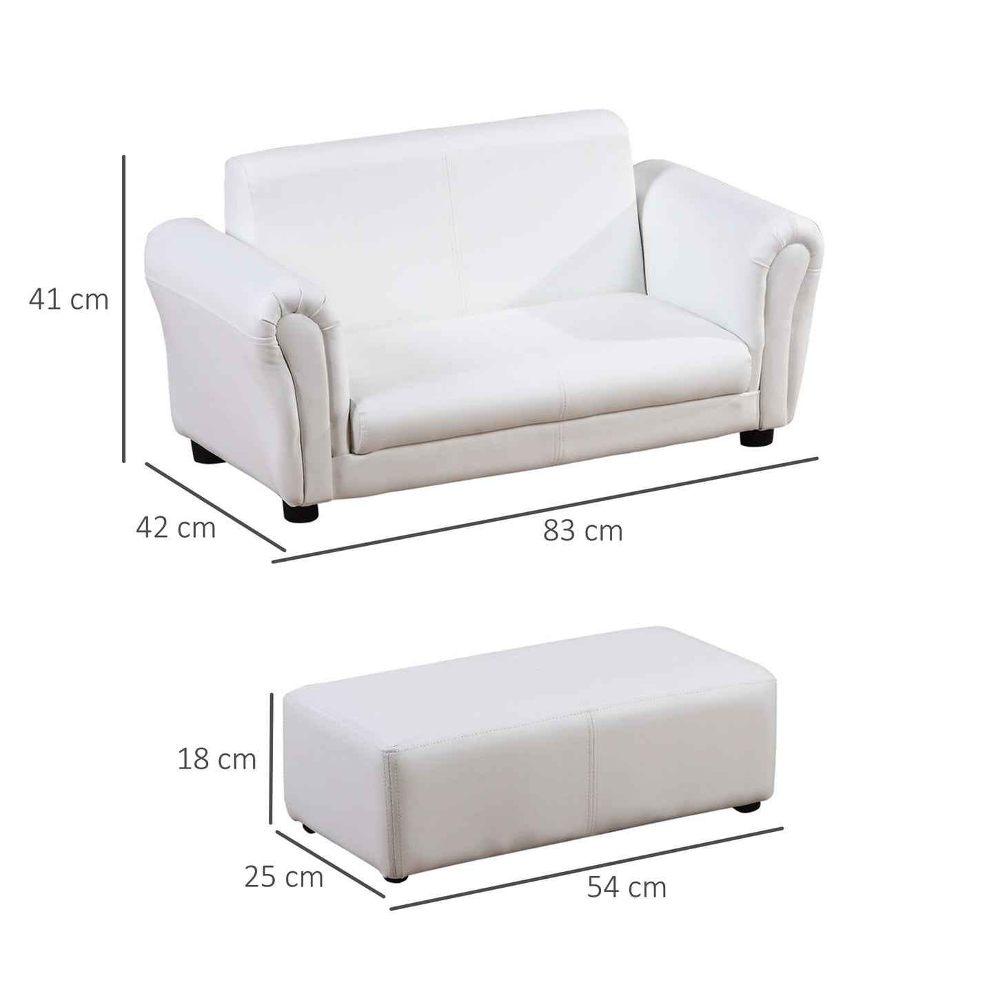 HOMCOM 2 Seater Toddler Chair Kids Twin Sofa Childrens Double Seat Furniture Armchair Boys Girls Couch Footstool White - ALL4U RETAILER LTD