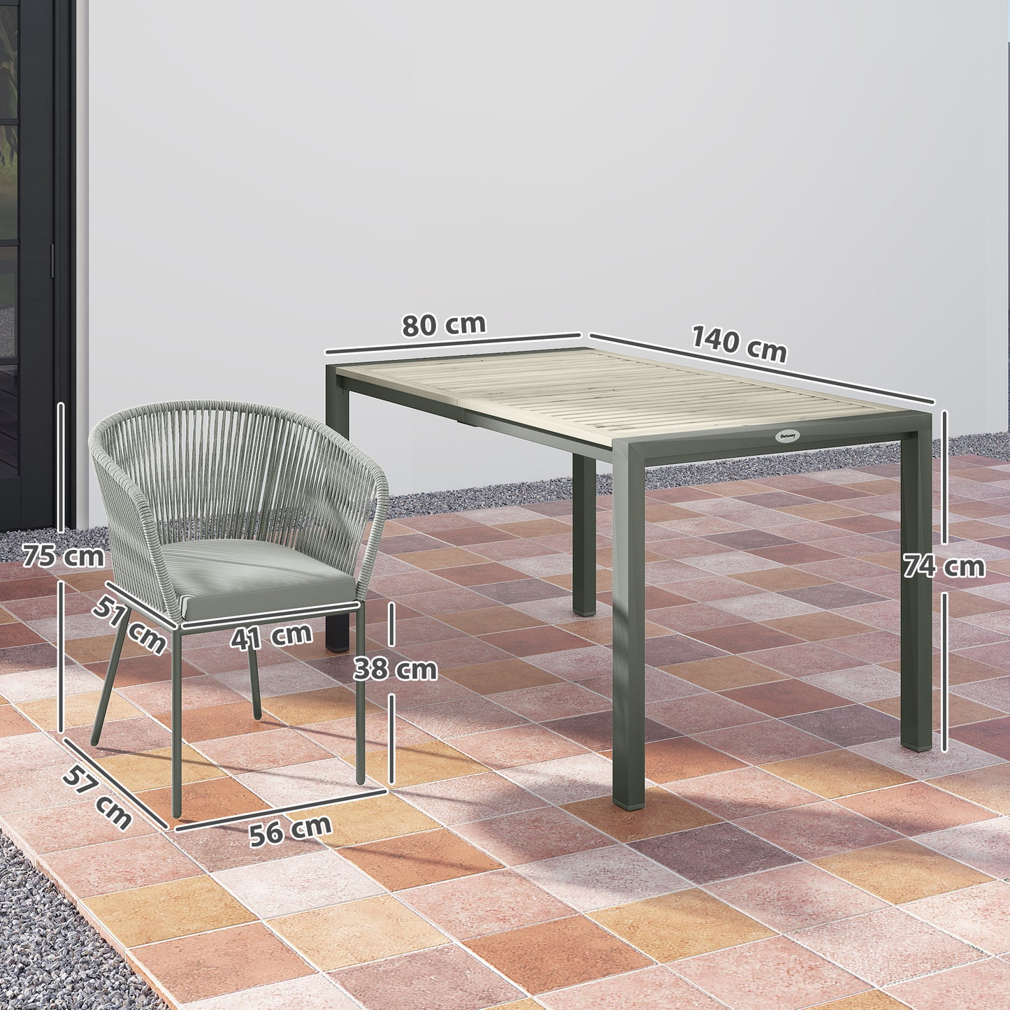 Outsunny Rattan Dining Set 6 Seater With Acacia Wood Table And 6 Chairs With Washable Seat Cushions For Outdoor