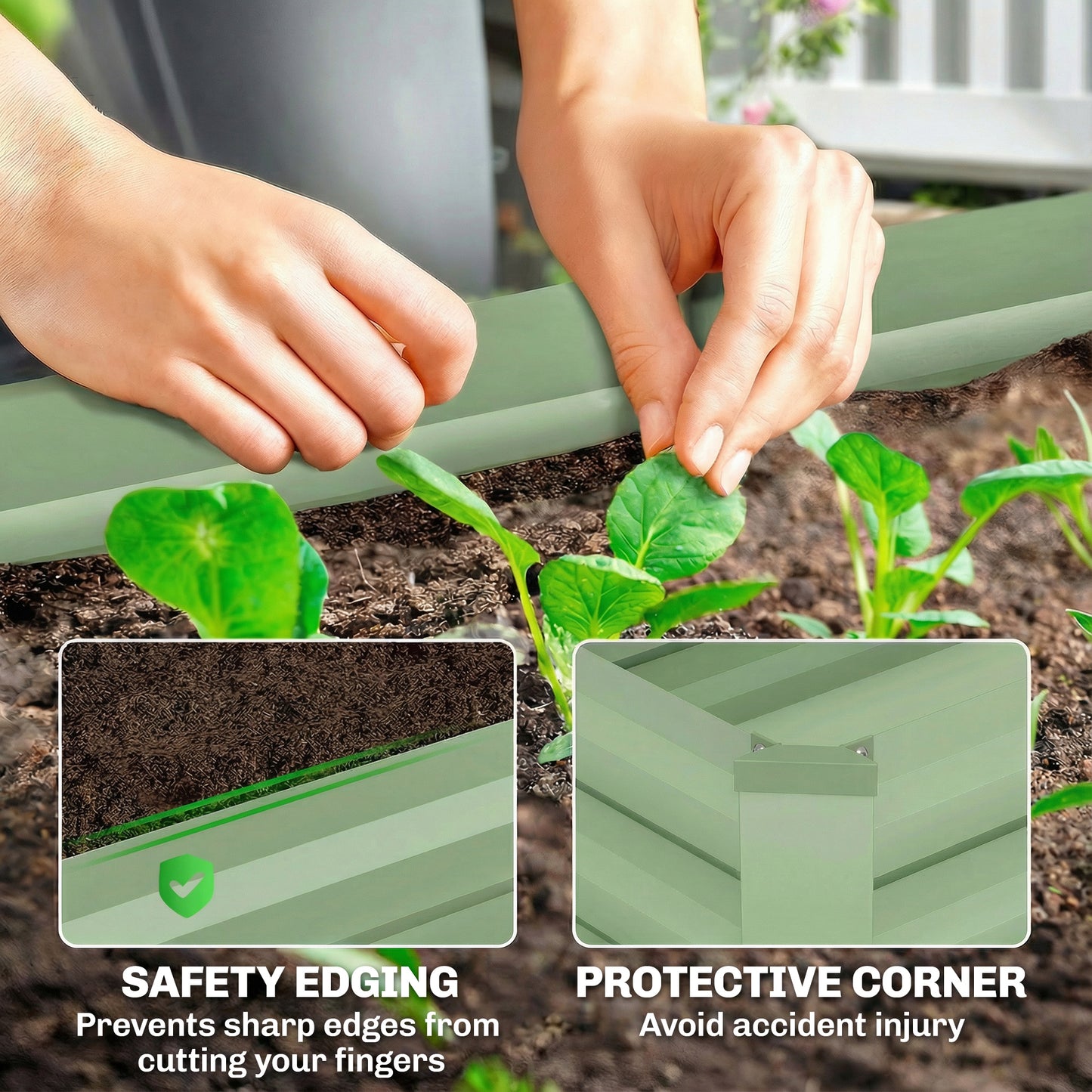 Outsunny Set Of Two 100 X 60cm Steel Planter Boxes Light Green For Outdoor Gardens Balconies And Raised Beds